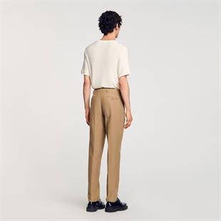 Krem Düz Kesim Pantolon