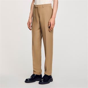 Krem Düz Kesim Pantolon