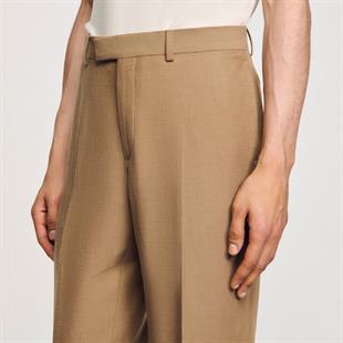 Krem Düz Kesim Pantolon