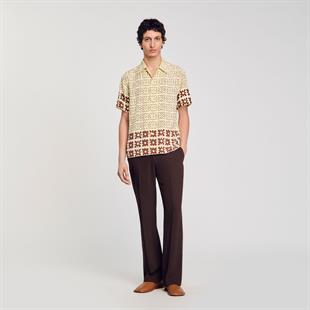 Krem Floral Desenli Gömlek