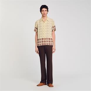 Krem Floral Desenli Gömlek