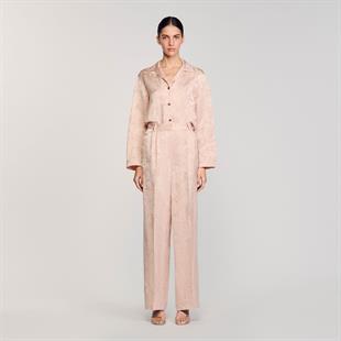 Krem Jakarlı Rahat Kesim Pantolon