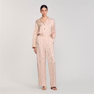 Krem Jakarlı Rahat Kesim Pantolon