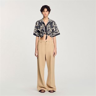 Krem Taşlı Jean Pantolon