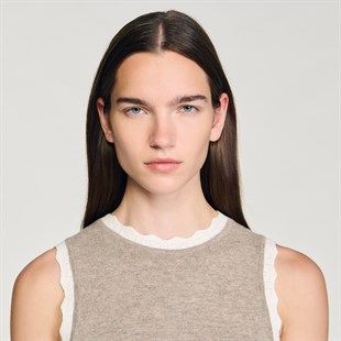 Kroşe Biye Detaylı Yün Triko