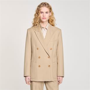 Kruvaze Kapama Krem Blazer