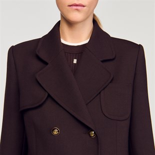 Kruvaze Kapama Yün Karışımlı Palto