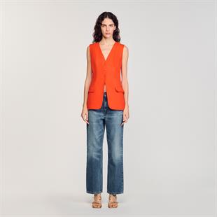 Kuplu Turuncu Keten Yelek