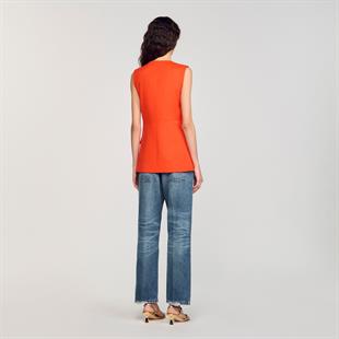 Kuplu Turuncu Keten Yelek