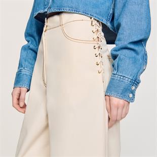 Kuşgözü Bağlamalı Jean Pantolon