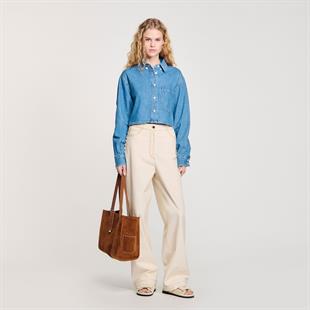 Kuşgözü Bağlamalı Jean Pantolon