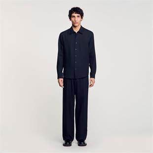 Lacivert Keten Gömlek