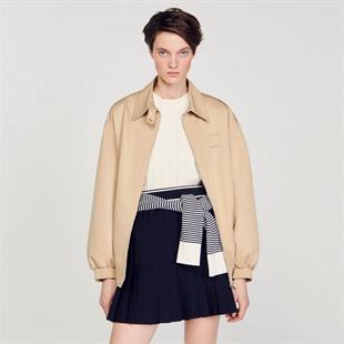 Lacivert Pileli Mini Etek