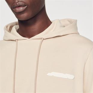 Logo Baskılı Bej Hoodie