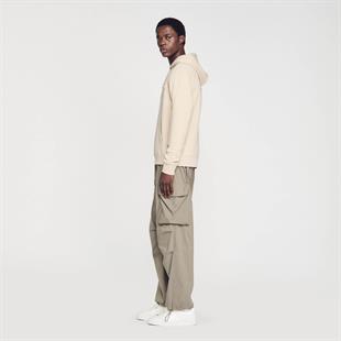 Logo Baskılı Bej Hoodie