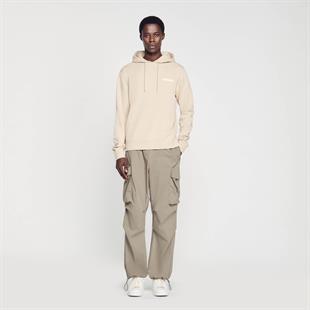 Logo Baskılı Bej Hoodie
