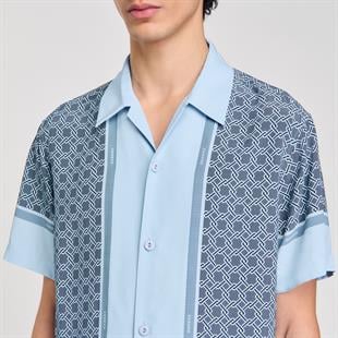 Mavi Cross Desenli Gömlek