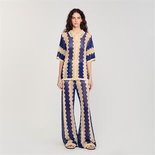 Mavi Diyagonal Geçişli Kroşe Gömlek