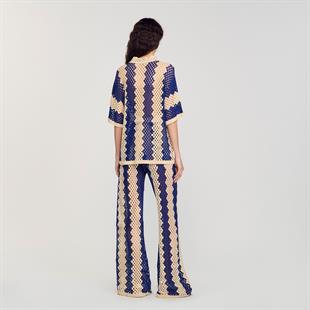 Mavi Diyagonal Geçişli Kroşe Gömlek