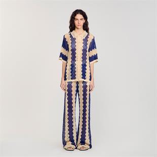 Mavi Diyagonal Geçişli Kroşe Gömlek