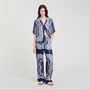 Mavi Şal Desen Pantolon