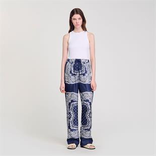 Mavi Şal Desen Pantolon