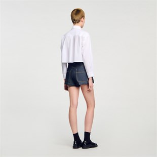 Metal Aksesuarlı Jean Şort