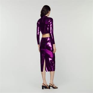 Mor Payetli Crop Üst