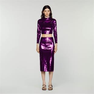 Mor Payetli Crop Üst