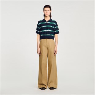 Omzu Düğmeli Lacivert Triko