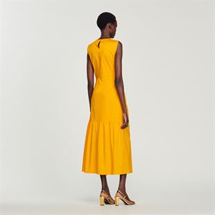 Önden Büzgü Detaylı Yırtmaçlı Elbise