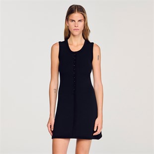 Önden Düğmeli Triko Mini Elbise