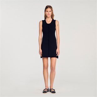 Önden Düğmeli Triko Mini Elbise