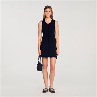 Önden Düğmeli Triko Mini Elbise