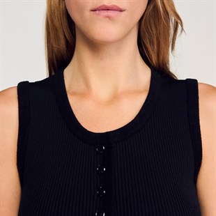 Önden Düğmeli Triko Mini Elbise