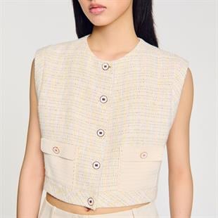 Örgü Cepli Tüvit Yelek