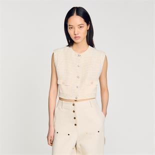 Örgü Cepli Tüvit Yelek