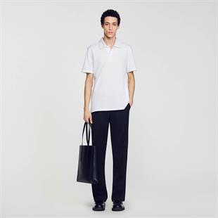 Pamuklu Polo Yaka Beyaz T-shirt