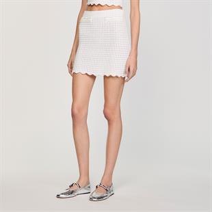 Parlak Taşlı Triko Mini Etek