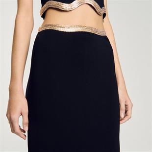 Payet Geçişli Midi Etek