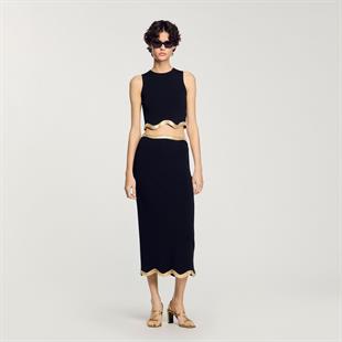 Payet Geçişli Midi Etek