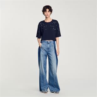 Payet İşlemeli Crop T-shirt
