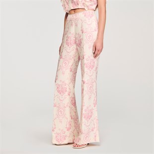 Pembe Floral Desen Pantolon