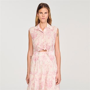 Pembe Floral Desen Uzun Elbise
