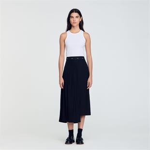 Pilise Detaylı Asimetrik Kesim Etek