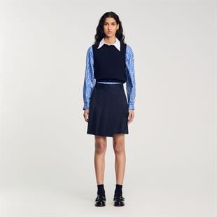 Piliseli Asimetrik Kapama Mini Etek