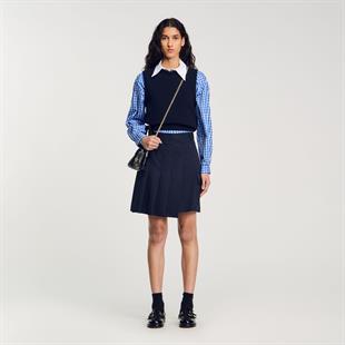 Piliseli Asimetrik Kapama Mini Etek