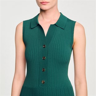 Polo Yaka Ribana Triko Elbise