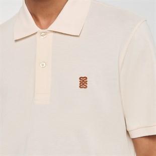 S Logo Krem Polo Yaka T-shirt