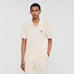 S Logo Krem Polo Yaka T-shirt